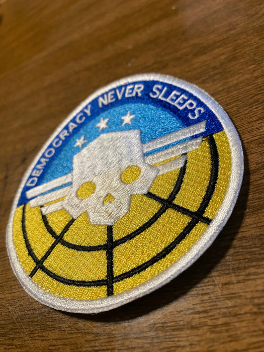 Democracy Never Sleeps Embroidered Patch – 3", 4", or 5"
