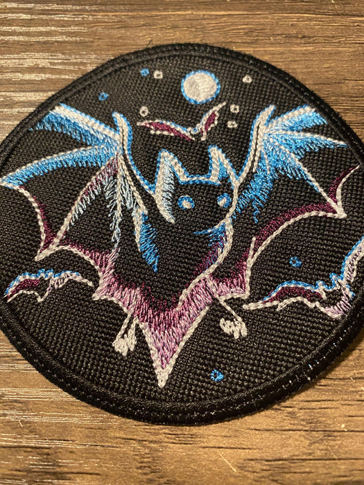 Haunted Bats Night Sky Embroidered Patch – 3.9"