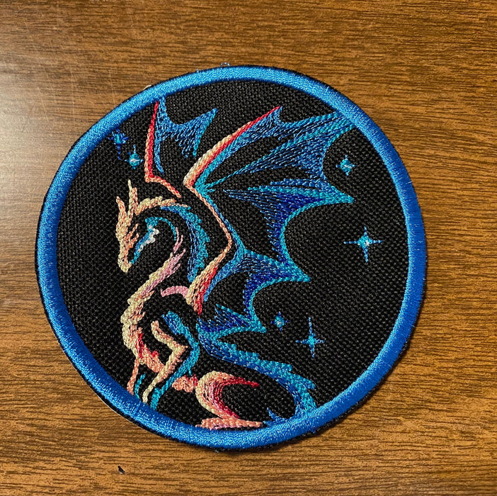 Celestial Dragon Embroidered Patch – 4"