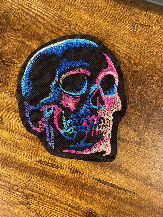 Dark and Eerie Skull Embroidered Patch – Multiple Sizes