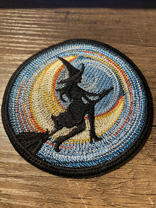 Starry Night Witch Embroidered Patch – 3.9"