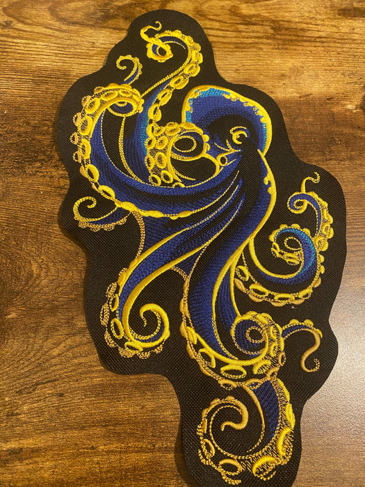 Gilded Ocean Octopus Embroidered Patch – Multiple Sizes