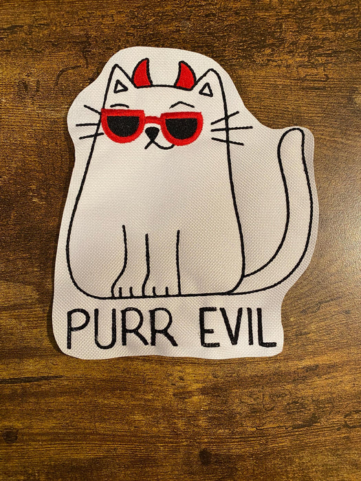 Purr Evil Cat Embroidered Patch – Multiple Sizes