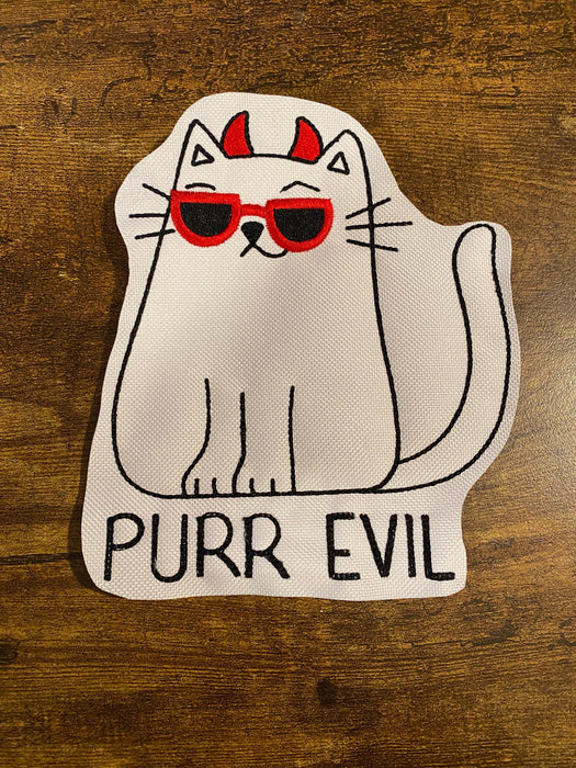 Purr Evil Cat Embroidered Patch – Multiple Sizes