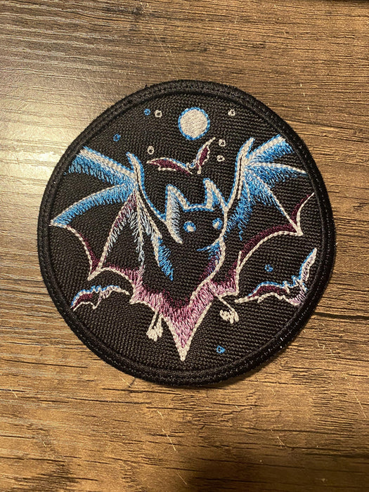 Haunted Bats Night Sky Embroidered Patch – 3.9"