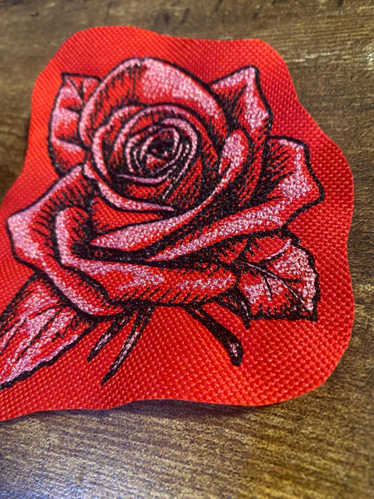 Sketched Rose Embroidered Patch – Artistic Floral Design