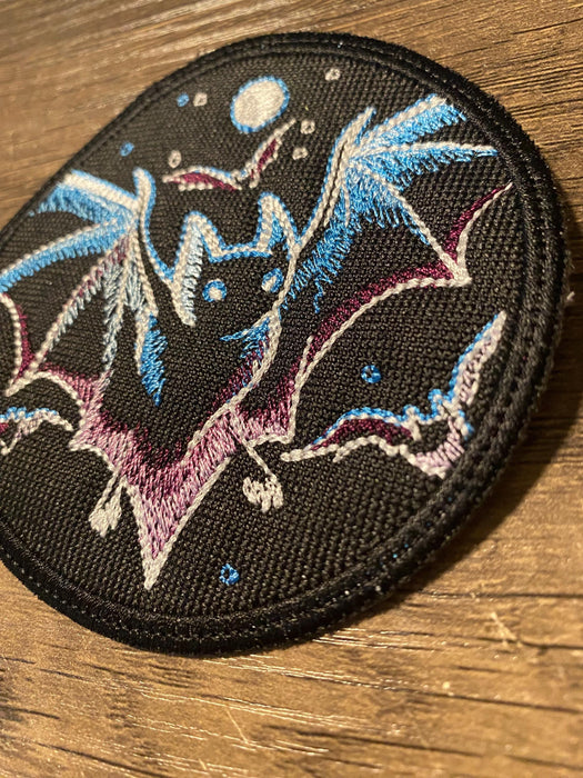 Haunted Bats Night Sky Embroidered Patch – 3.9"