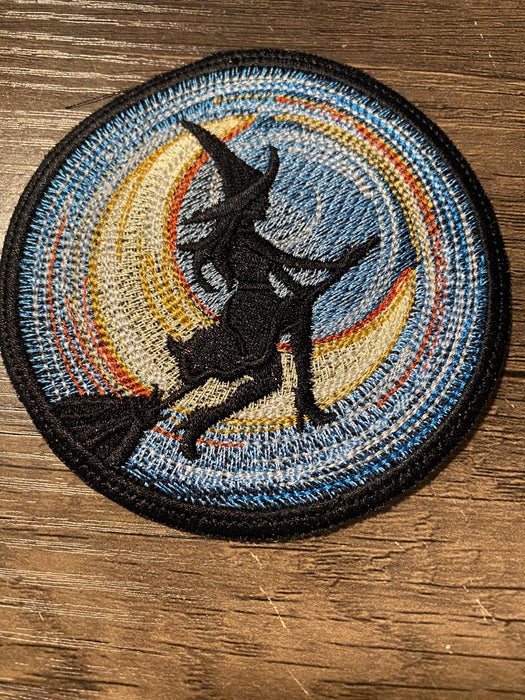 Starry Night Witch Embroidered Patch – 3.9"
