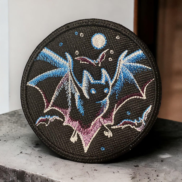 Haunted Bats Night Sky Embroidered Patch – 3.9"