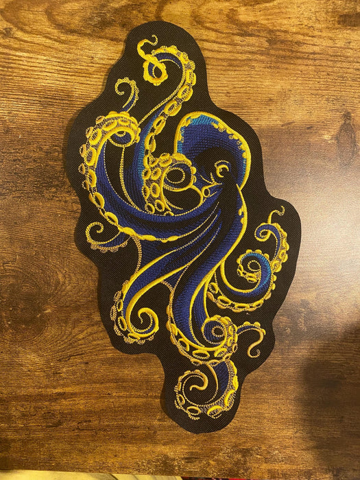 Gilded Ocean Octopus Embroidered Patch – Multiple Sizes