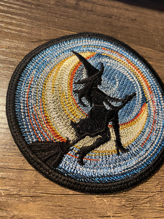 Starry Night Witch Embroidered Patch – 3.9"