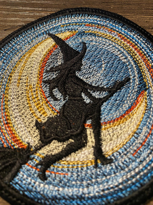 Starry Night Witch Embroidered Patch – 3.9"