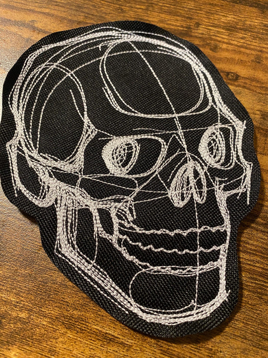 Sketchwork Skull Patch – Minimalist Embroidered Skull Design
