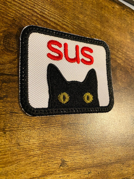 SUS Cat Embroidered Meme Patch – 3 or 4 Inch