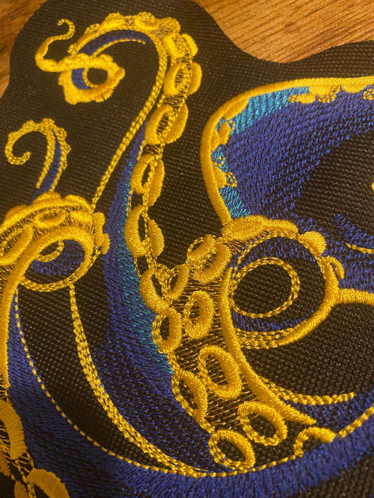 Gilded Ocean Octopus Embroidered Patch – Multiple Sizes