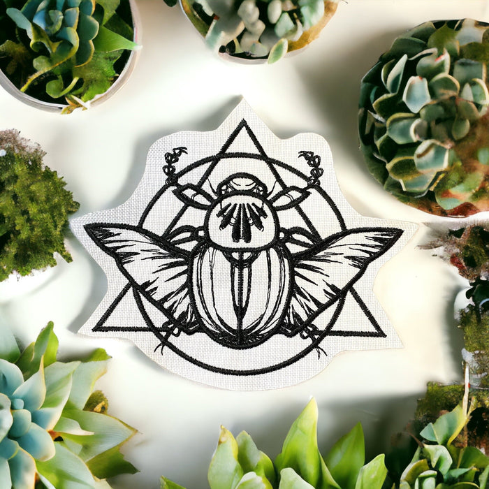 Mystical Scarab Beetle Embroidered Patch – Multiple Sizes