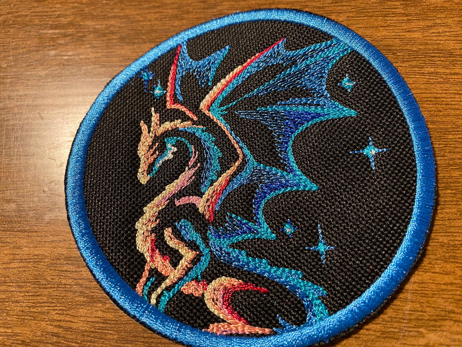 Celestial Dragon Embroidered Patch – 4"