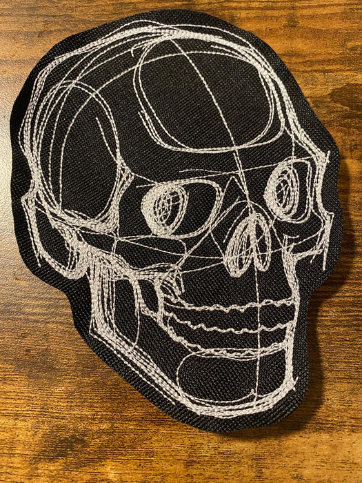 Sketchwork Skull Patch – Minimalist Embroidered Skull Design