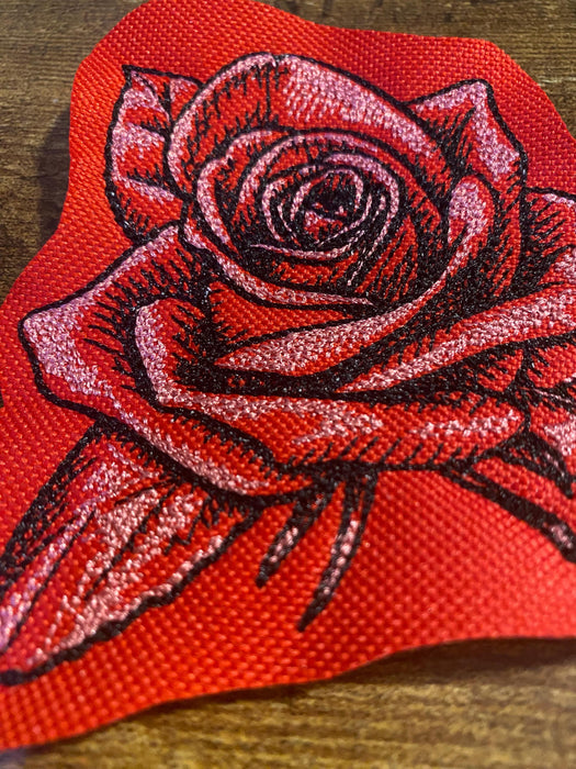 Sketched Rose Embroidered Patch – Artistic Floral Design