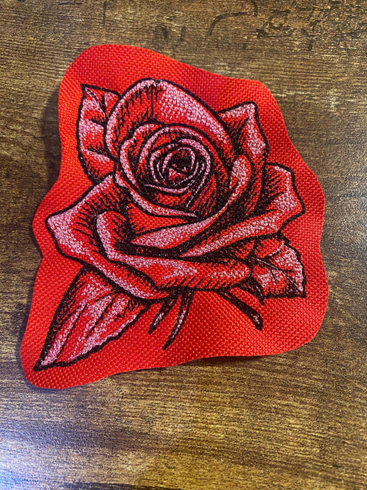 Sketched Rose Embroidered Patch – Artistic Floral Design