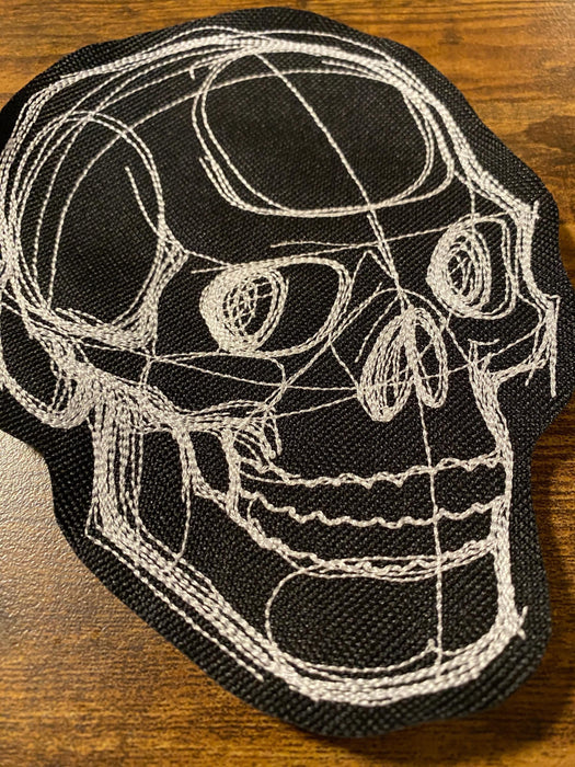Sketchwork Skull Patch – Minimalist Embroidered Skull Design