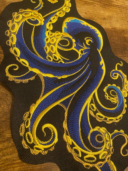 Gilded Ocean Octopus Embroidered Patch – Multiple Sizes