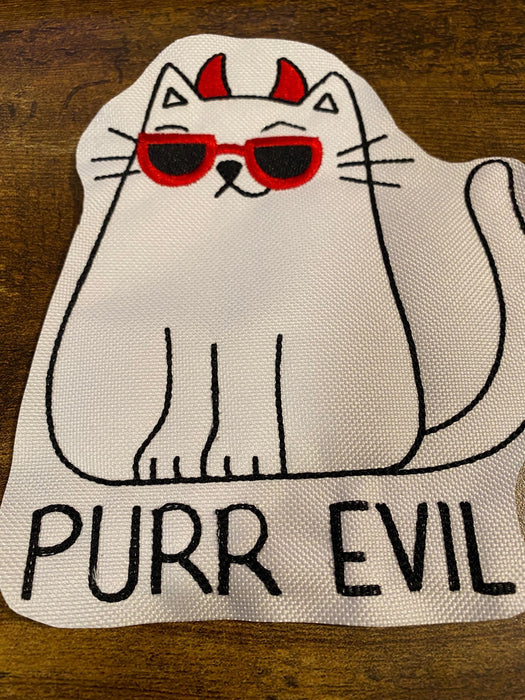 Purr Evil Cat Embroidered Patch – Multiple Sizes