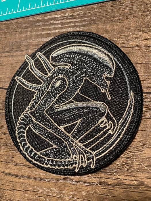Xenomorph-Inspired Alien Embroidered Patch – 4 Inch