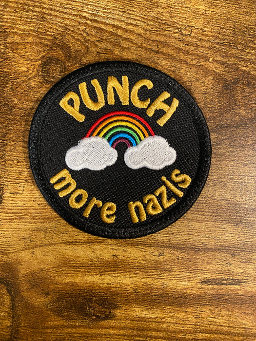 Anti‑Fascist Action Embroidered Patch – Rainbow Protest Sew‑On / Iron‑On / Hook Backing (3″ & 4″)