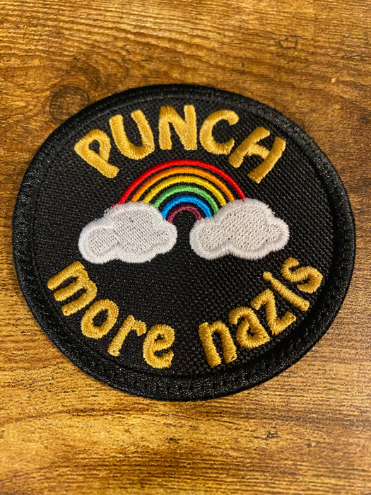 Anti‑Fascist Action Embroidered Patch – Rainbow Protest Sew‑On / Iron‑On / Hook Backing (3″ & 4″)