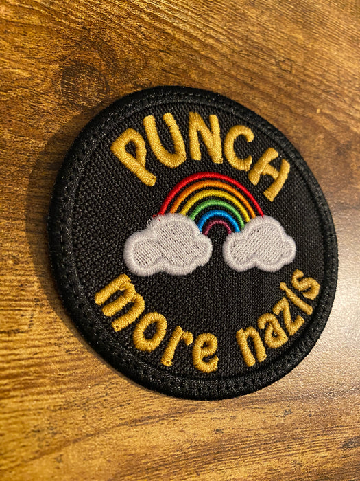 Anti‑Fascist Action Embroidered Patch – Rainbow Protest Sew‑On / Iron‑On / Hook Backing (3″ & 4″)