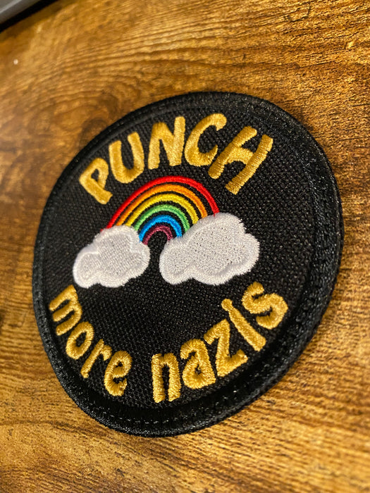 Anti‑Fascist Action Embroidered Patch – Rainbow Protest Sew‑On / Iron‑On / Hook Backing (3″ & 4″)