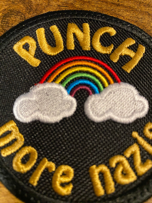 Anti‑Fascist Action Embroidered Patch – Rainbow Protest Sew‑On / Iron‑On / Hook Backing (3″ & 4″)
