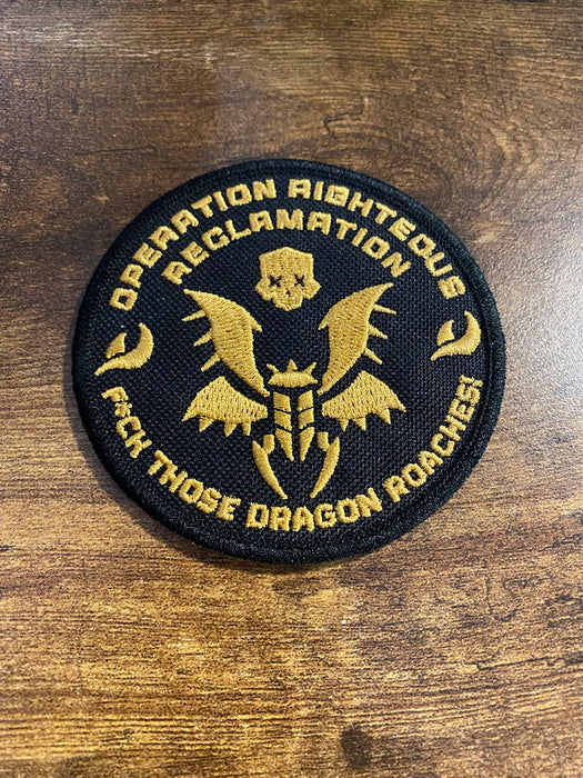 Helldivers 2 Operation Righteous Reclamation Patch – 3.76” Embroidered Morale Badge (2 Colorways | Iron-On, Sew-On, Hook)