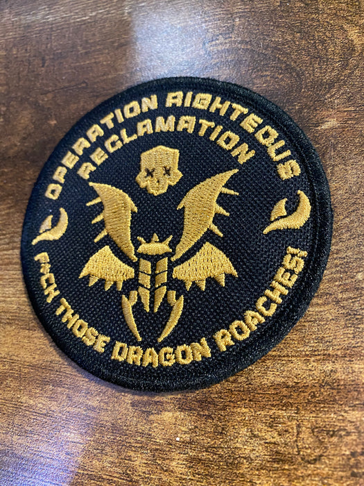 Helldivers 2 Operation Righteous Reclamation Patch – 3.76” Embroidered Morale Badge (2 Colorways | Iron-On, Sew-On, Hook)