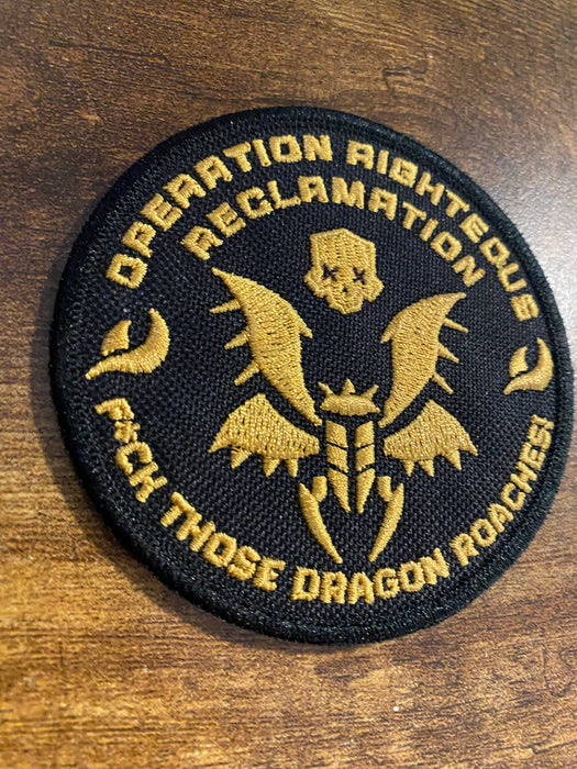 Helldivers 2 Operation Righteous Reclamation Patch – 3.76” Embroidered Morale Badge (2 Colorways | Iron-On, Sew-On, Hook)