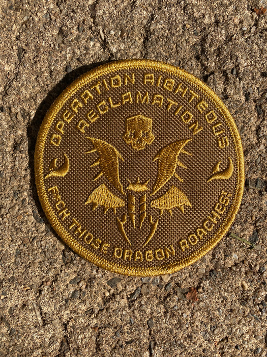 Helldivers 2 Operation Righteous Reclamation Patch – 3.76” Embroidered Morale Badge (2 Colorways | Iron-On, Sew-On, Hook)