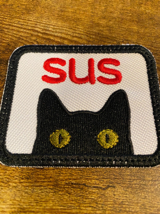SUS Cat Embroidered Meme Patch – 3 or 4 Inch