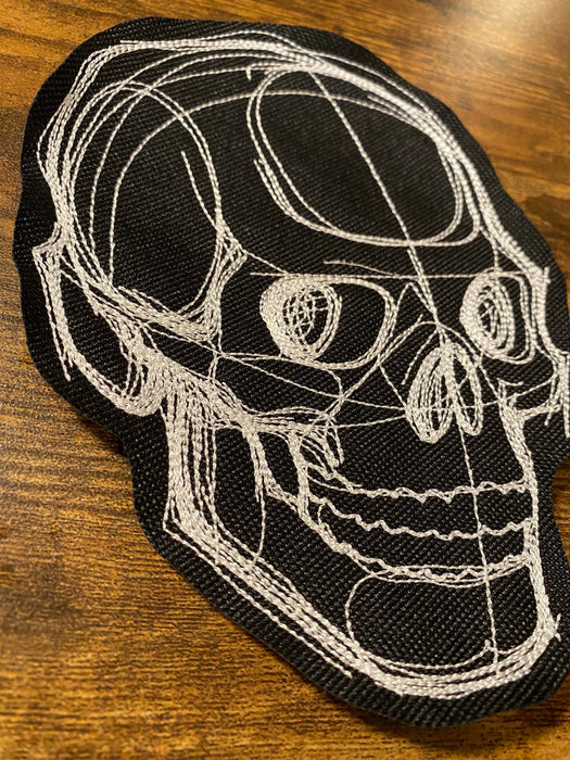 Sketchwork Skull Patch – Minimalist Embroidered Skull Design