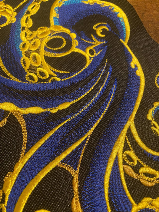 Gilded Ocean Octopus Embroidered Patch – Multiple Sizes