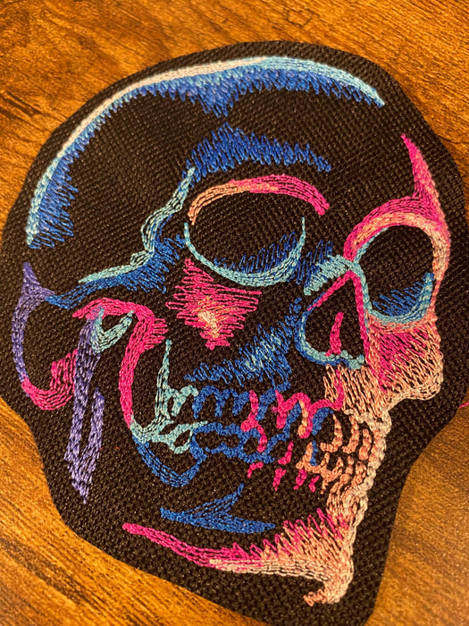 Dark and Eerie Skull Embroidered Patch – Multiple Sizes