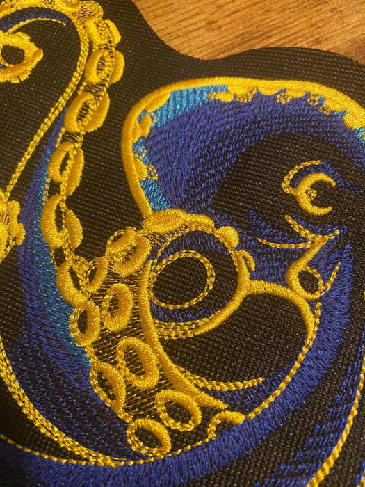 Gilded Ocean Octopus Embroidered Patch – Multiple Sizes