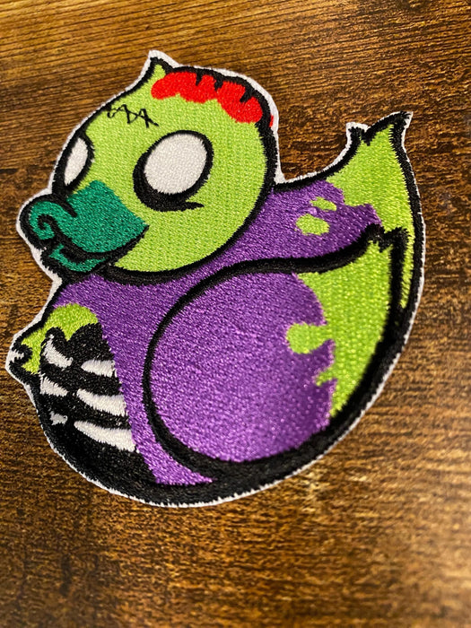Zombie Duckie Patch – Cute Green Zombie Duck Embroidered Patch