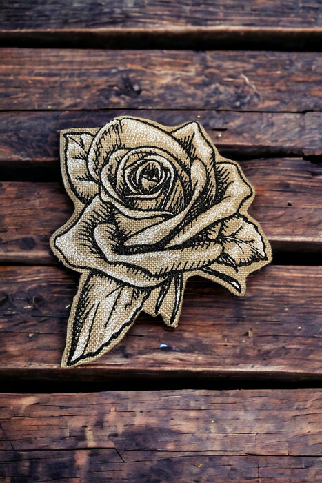 Sketched Rose Embroidered Patch – Multiple Sizes