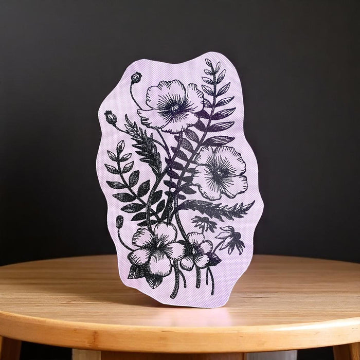 Botanical Poppies Embroidered Patch – Large Floral Design