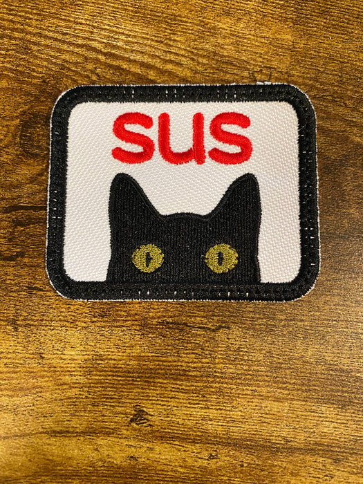 SUS Cat Embroidered Meme Patch – 3 or 4 Inch