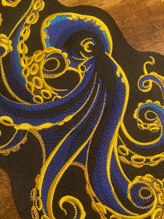 Gilded Ocean Octopus Embroidered Patch – Multiple Sizes