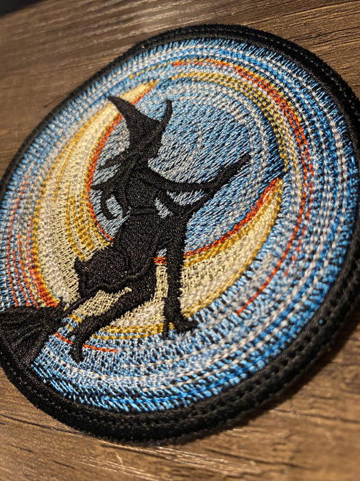 Starry Night Witch Embroidered Patch – 3.9"