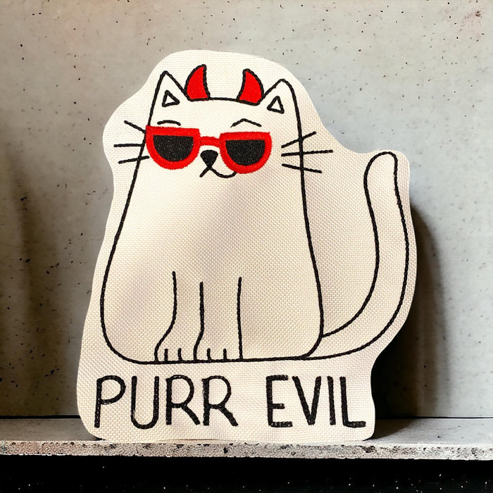 Purr Evil Cat Embroidered Patch – Multiple Sizes