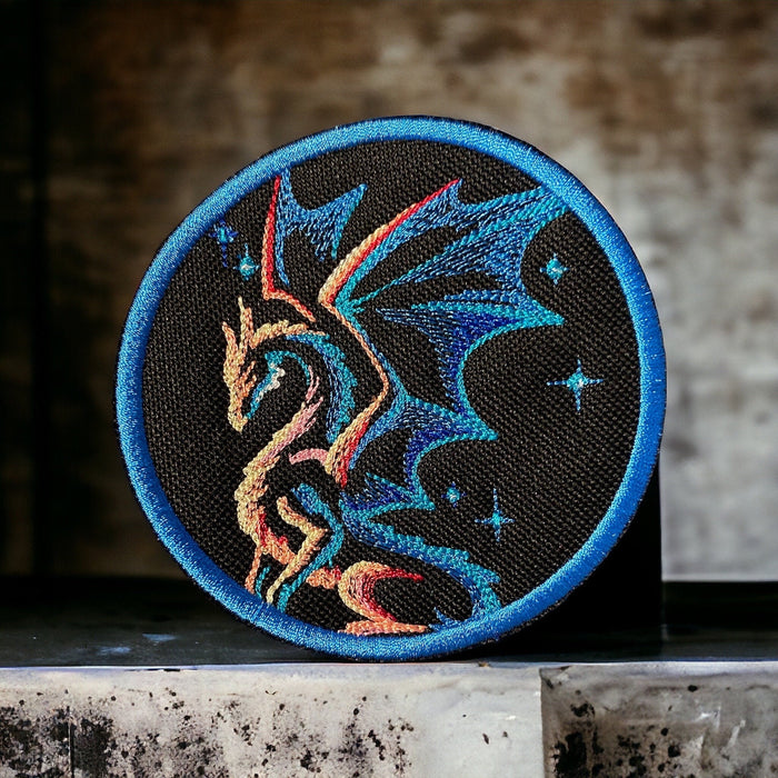 Celestial Dragon Embroidered Patch – 4"